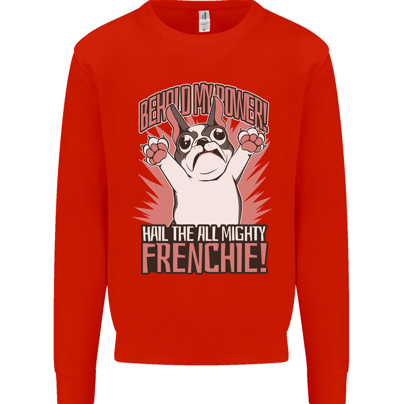 Funny French Bulldog Dog Frenchie Kids Sweatshirt Jumper Bright Red