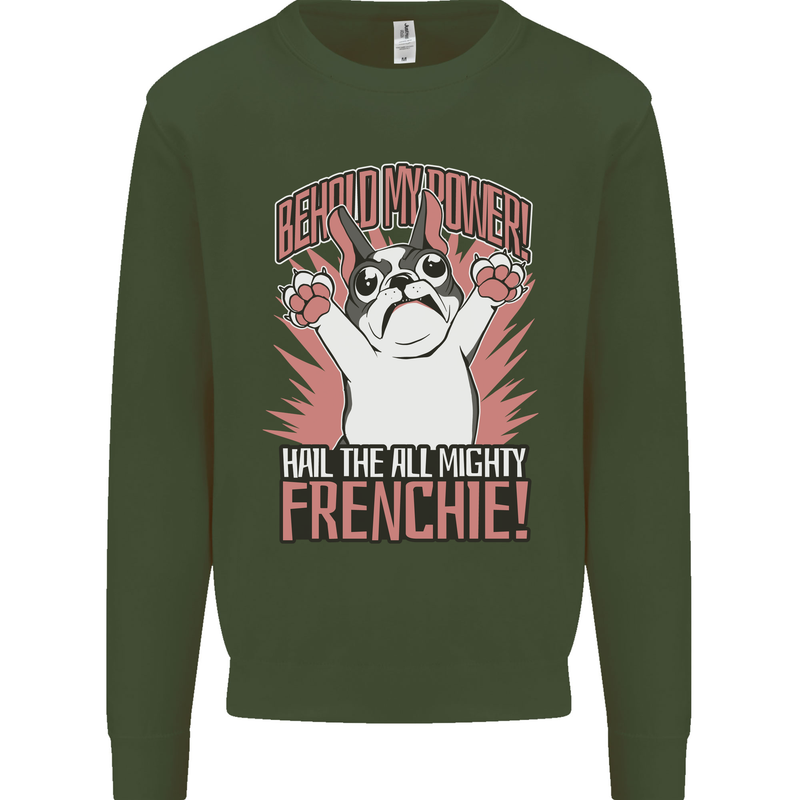 Funny French Bulldog Dog Frenchie Kids Sweatshirt Jumper Forest Green