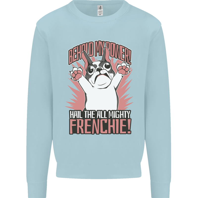 Funny French Bulldog Dog Frenchie Kids Sweatshirt Jumper Light Blue
