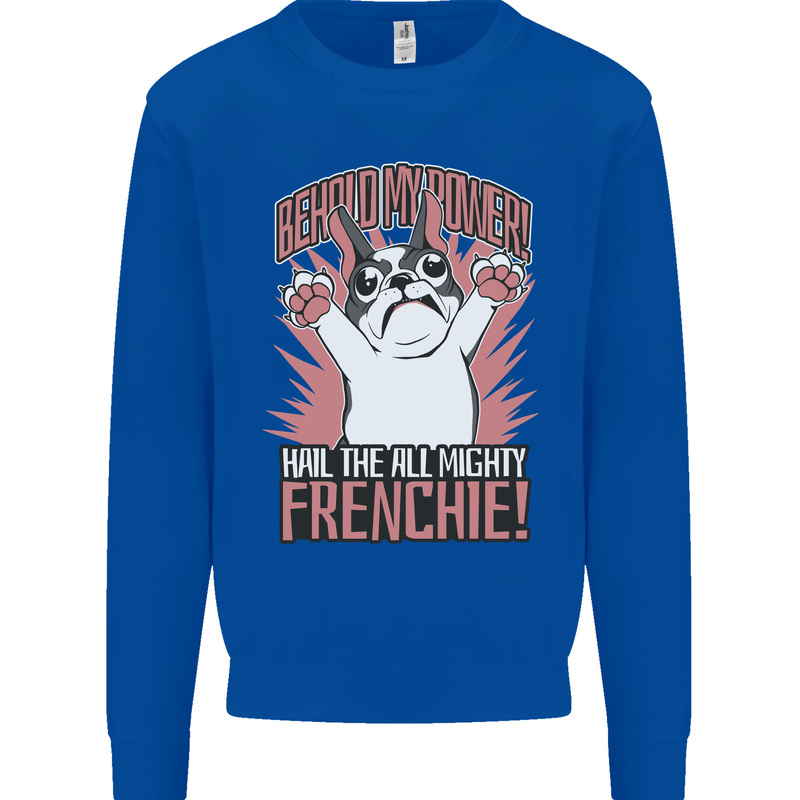 Funny French Bulldog Dog Frenchie Kids Sweatshirt Jumper Royal Blue