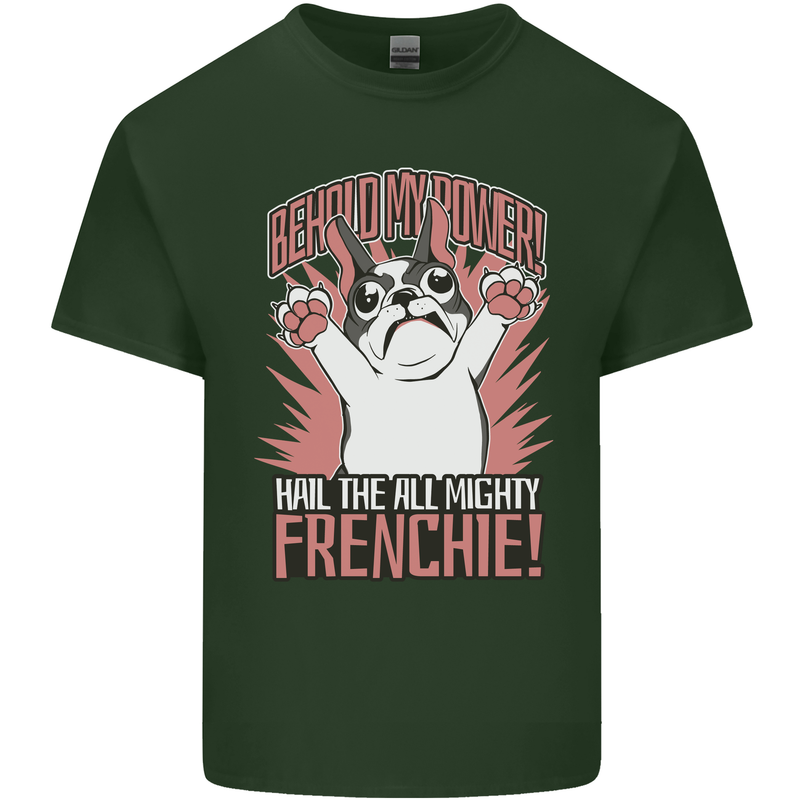 Funny French Bulldog Dog Frenchie Mens Cotton T-Shirt Tee Top Forest Green