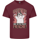 Funny French Bulldog Dog Frenchie Mens Cotton T-Shirt Tee Top Maroon