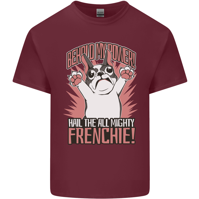 Funny French Bulldog Dog Frenchie Mens Cotton T-Shirt Tee Top Maroon