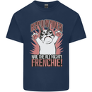Funny French Bulldog Dog Frenchie Mens Cotton T-Shirt Tee Top Navy Blue