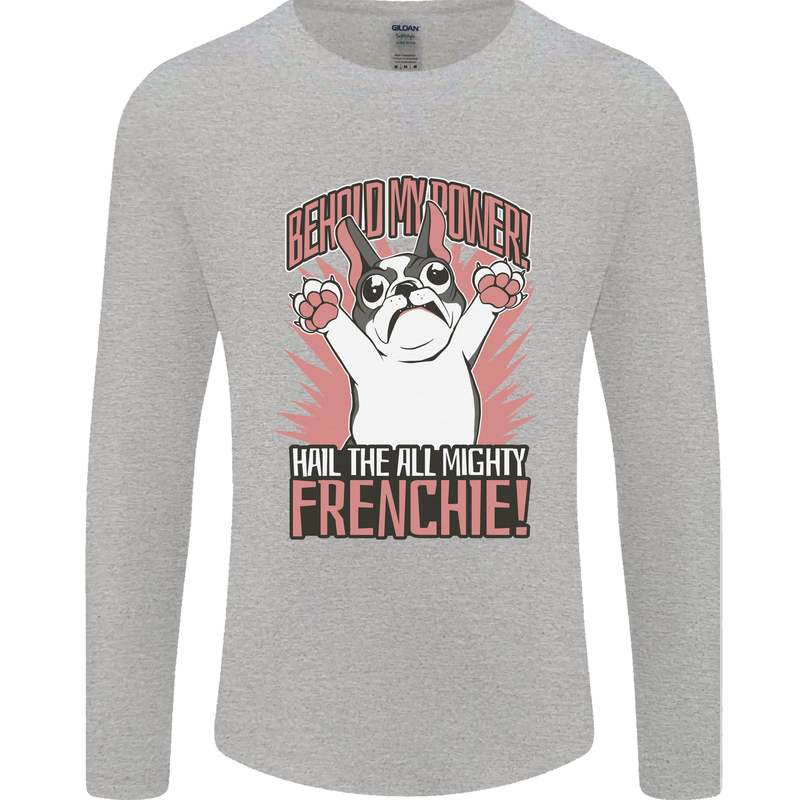Funny French Bulldog Dog Frenchie Mens Long Sleeve T-Shirt Sports Grey