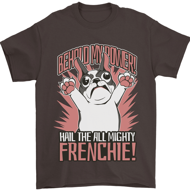 Funny French Bulldog Dog Frenchie Mens T-Shirt 100% Cotton Dark Chocolate