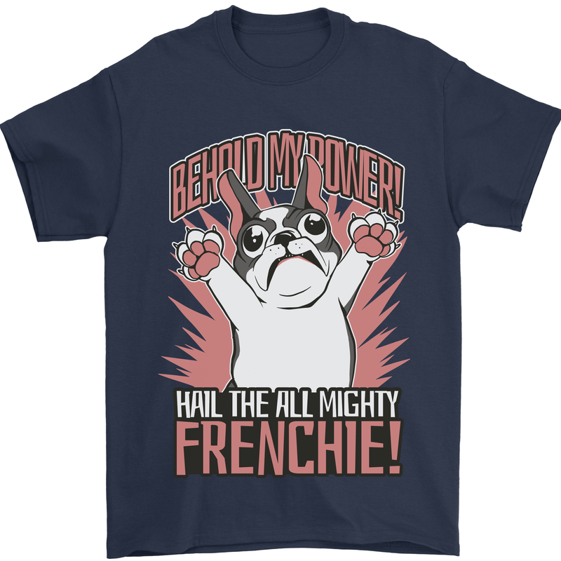 Funny French Bulldog Dog Frenchie Mens T-Shirt 100% Cotton Navy Blue
