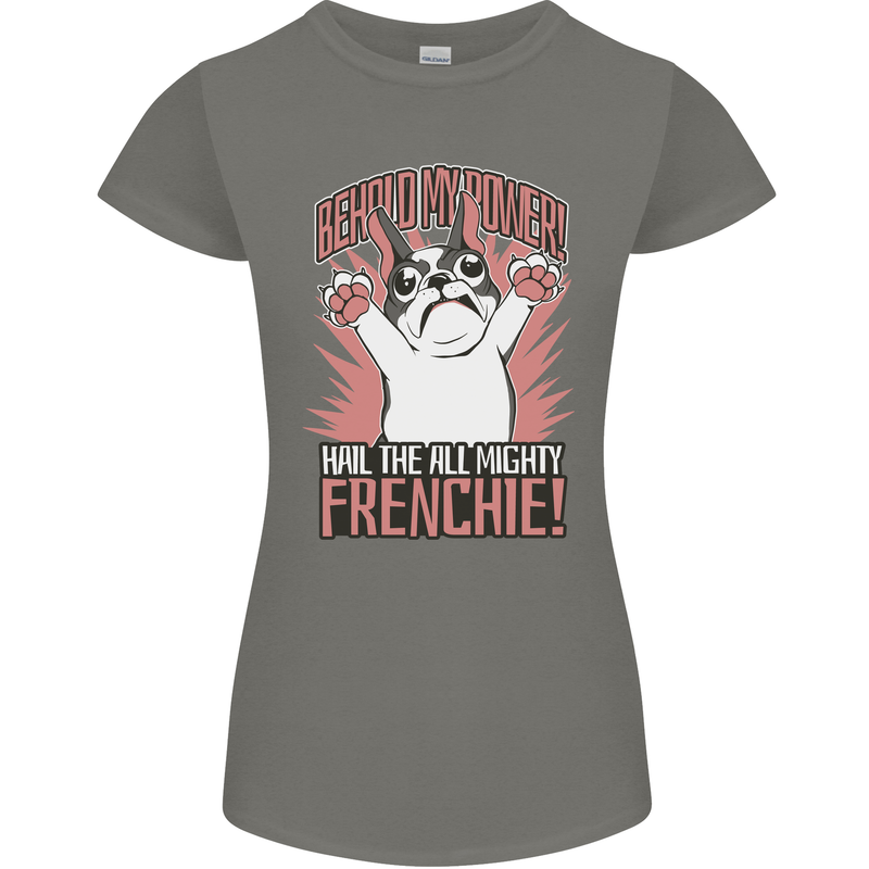 Funny French Bulldog Dog Frenchie Womens Petite Cut T-Shirt Charcoal