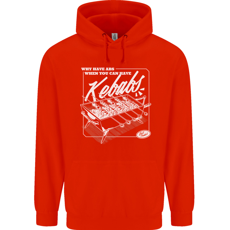 Funny Gym Overweight Fat Abs Kebabs Childrens Kids Hoodie Bright Red