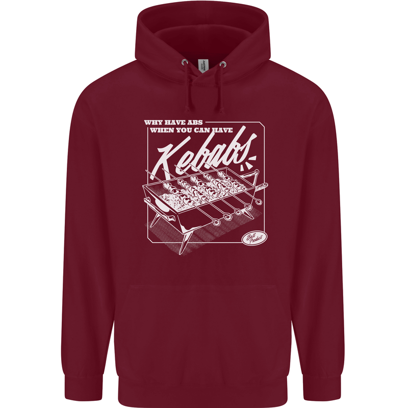 Funny Gym Overweight Fat Abs Kebabs Childrens Kids Hoodie Maroon
