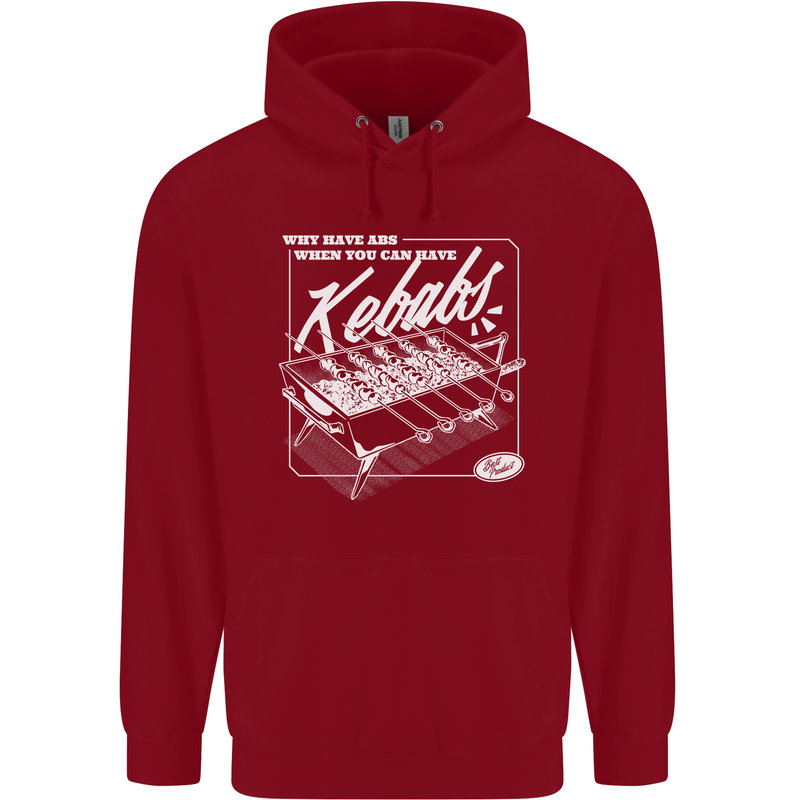 Funny Gym Overweight Fat Abs Kebabs Childrens Kids Hoodie Red