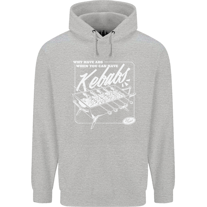 Funny Gym Overweight Fat Abs Kebabs Childrens Kids Hoodie Sports Grey