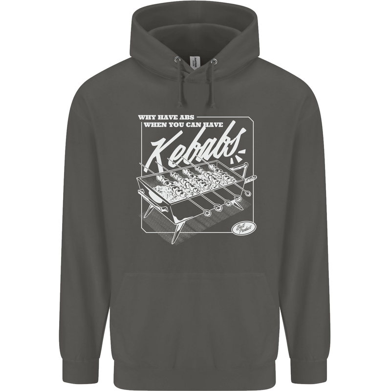 Funny Gym Overweight Fat Abs Kebabs Childrens Kids Hoodie Storm Grey