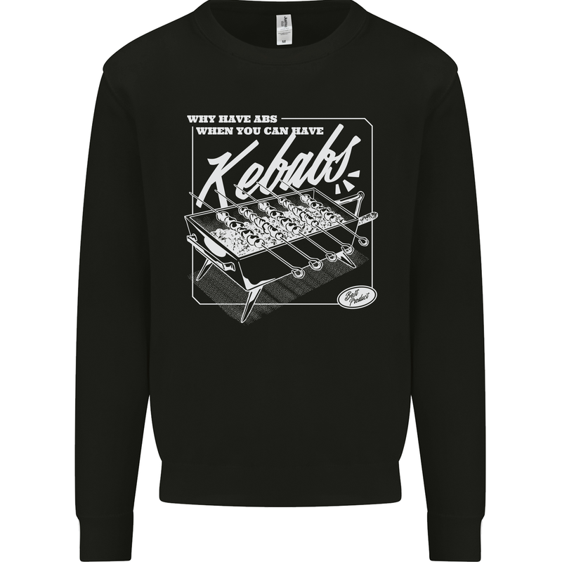 Funny Gym Overweight Fat Abs Kebabs Kids Sweatshirt Jumper Black
