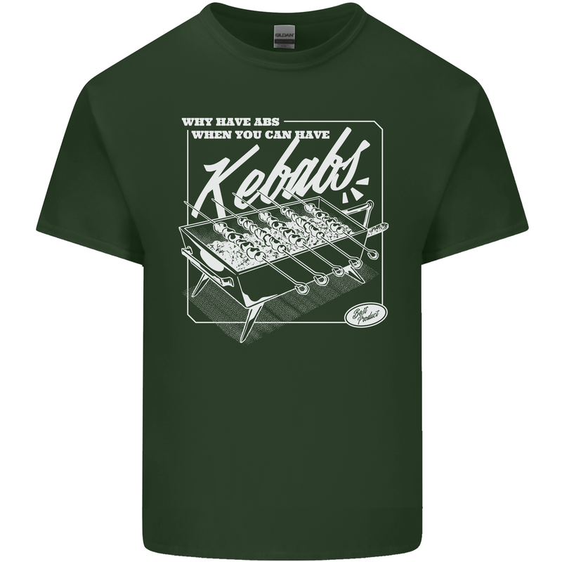 Funny Gym Overweight Fat Abs Kebabs Mens Cotton T-Shirt Tee Top Forest Green