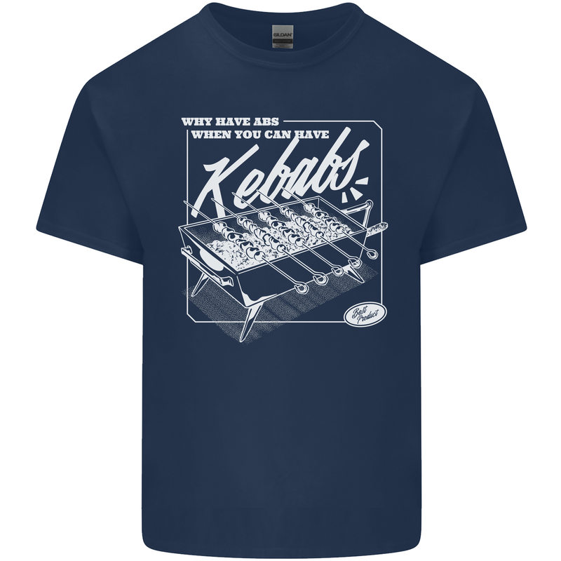 Funny Gym Overweight Fat Abs Kebabs Mens Cotton T-Shirt Tee Top Navy Blue