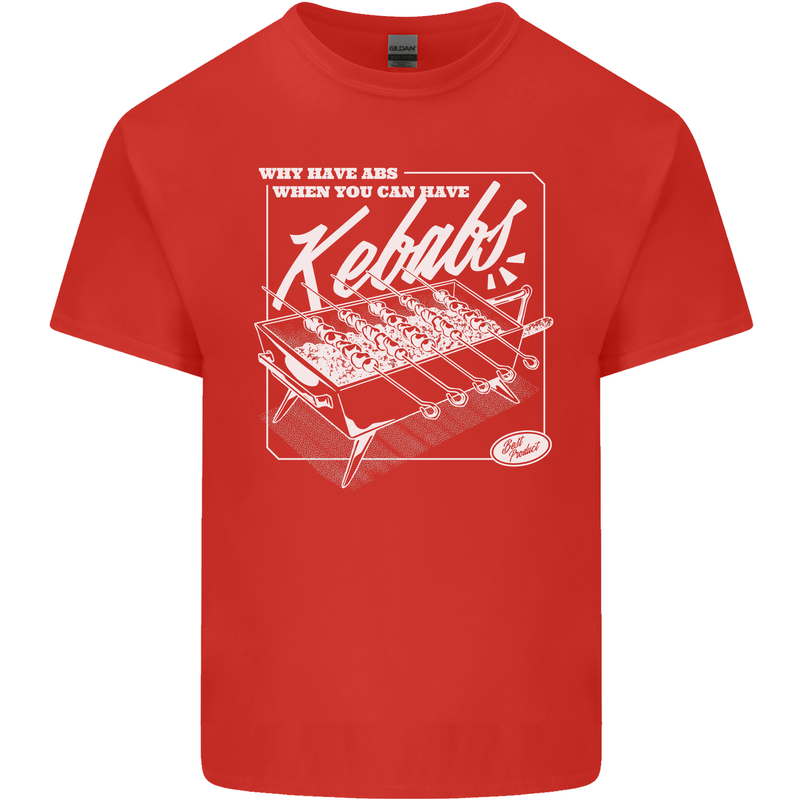 Funny Gym Overweight Fat Abs Kebabs Mens Cotton T-Shirt Tee Top Red