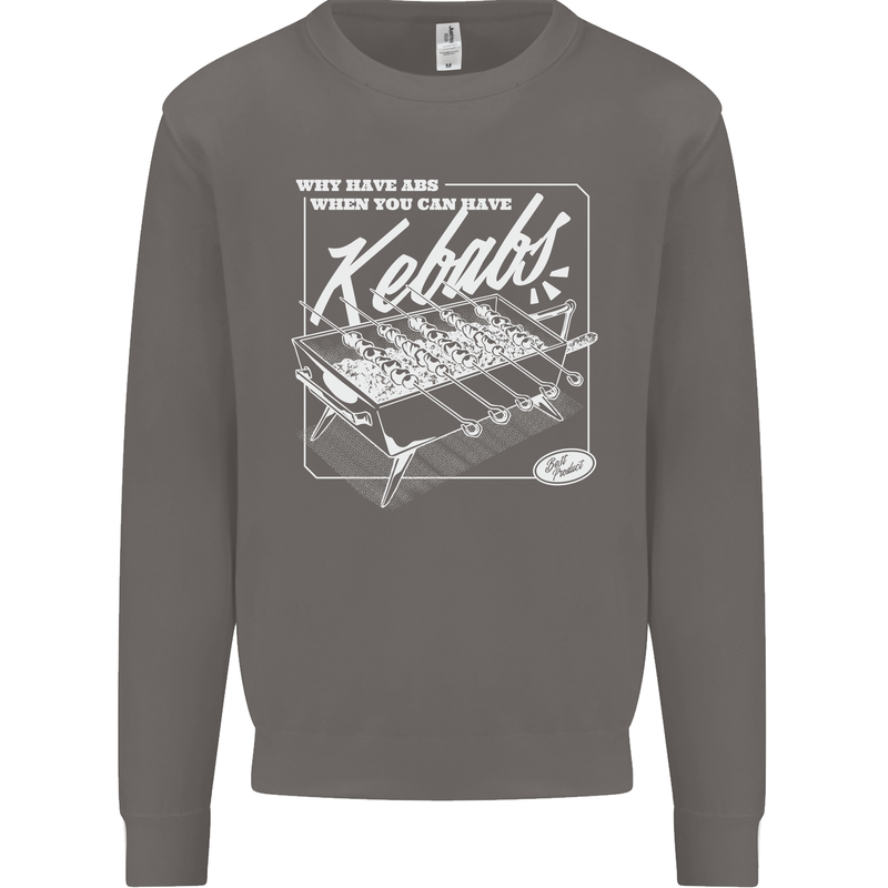 Funny Gym Overweight Fat Abs Kebabs Mens Sweatshirt Jumper Charcoal