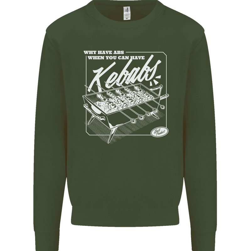 Funny Gym Overweight Fat Abs Kebabs Mens Sweatshirt Jumper Forest Green