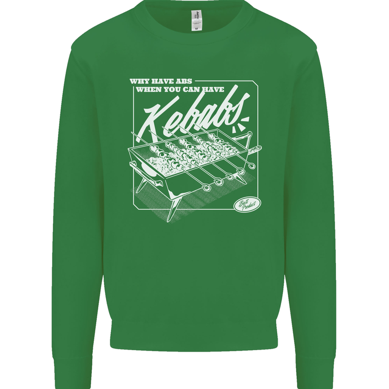 Funny Gym Overweight Fat Abs Kebabs Mens Sweatshirt Jumper Irish Green