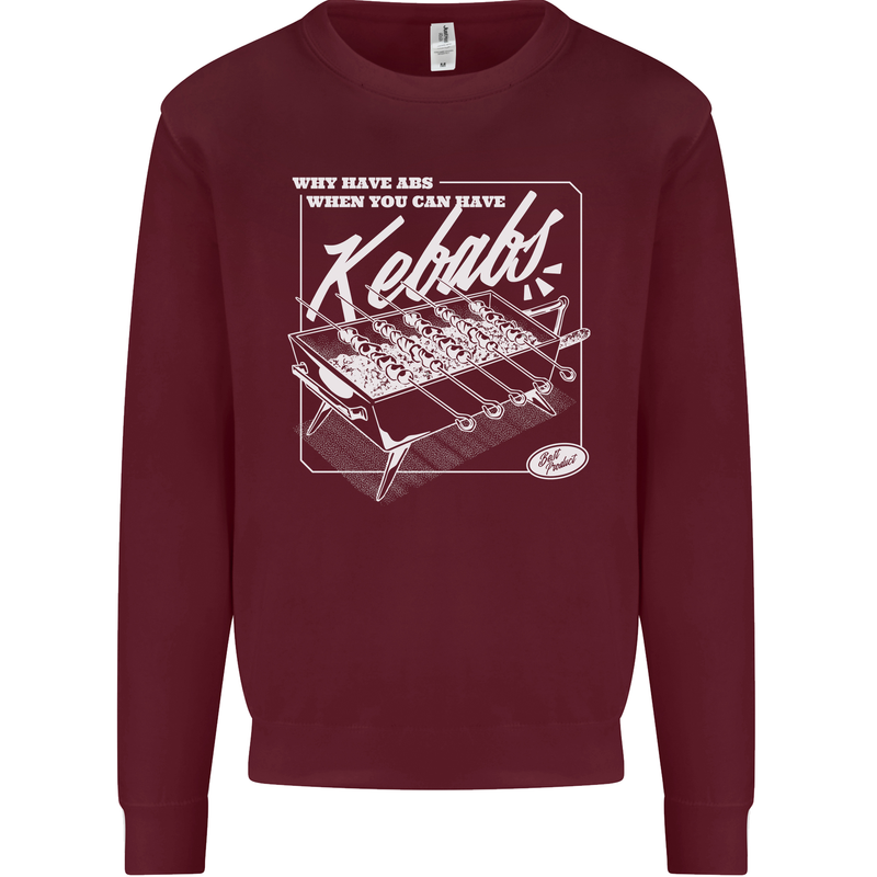 Funny Gym Overweight Fat Abs Kebabs Mens Sweatshirt Jumper Maroon