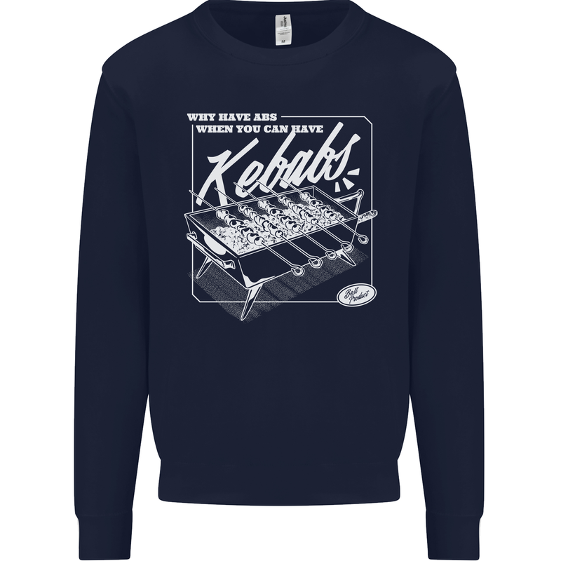 Funny Gym Overweight Fat Abs Kebabs Mens Sweatshirt Jumper Navy Blue