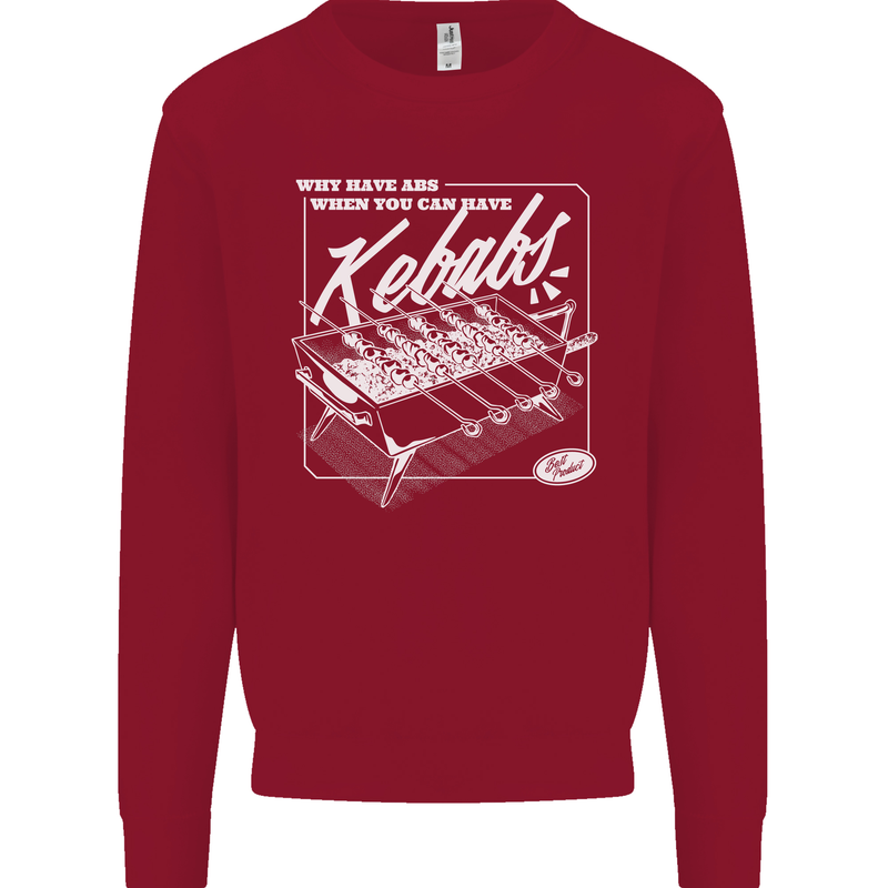 Funny Gym Overweight Fat Abs Kebabs Mens Sweatshirt Jumper Red