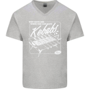 Funny Gym Overweight Fat Abs Kebabs Mens V-Neck Cotton T-Shirt Sports Grey