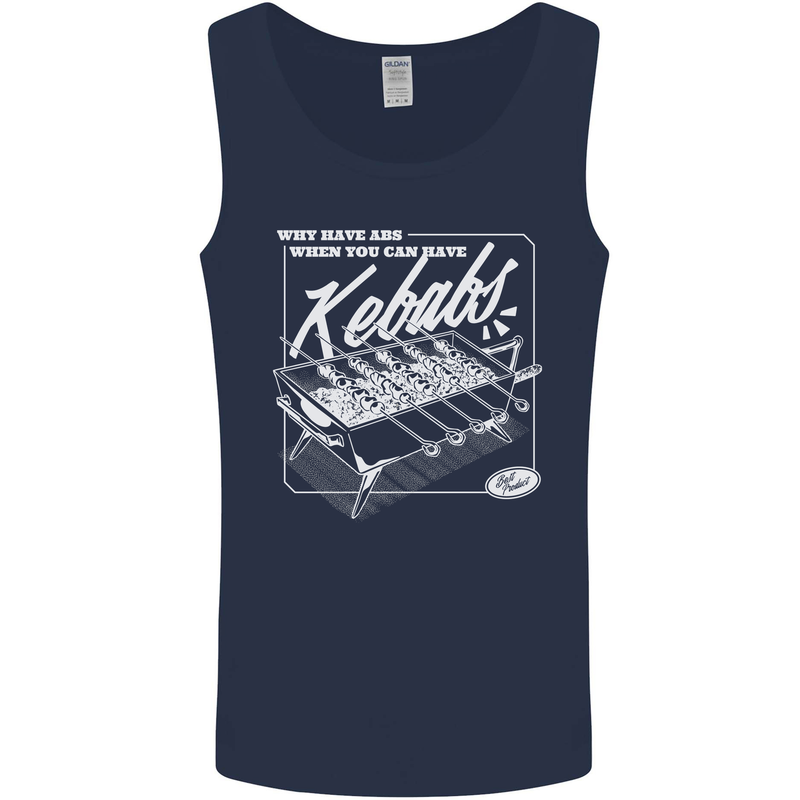 Funny Gym Overweight Fat Abs Kebabs Mens Vest Tank Top Navy Blue