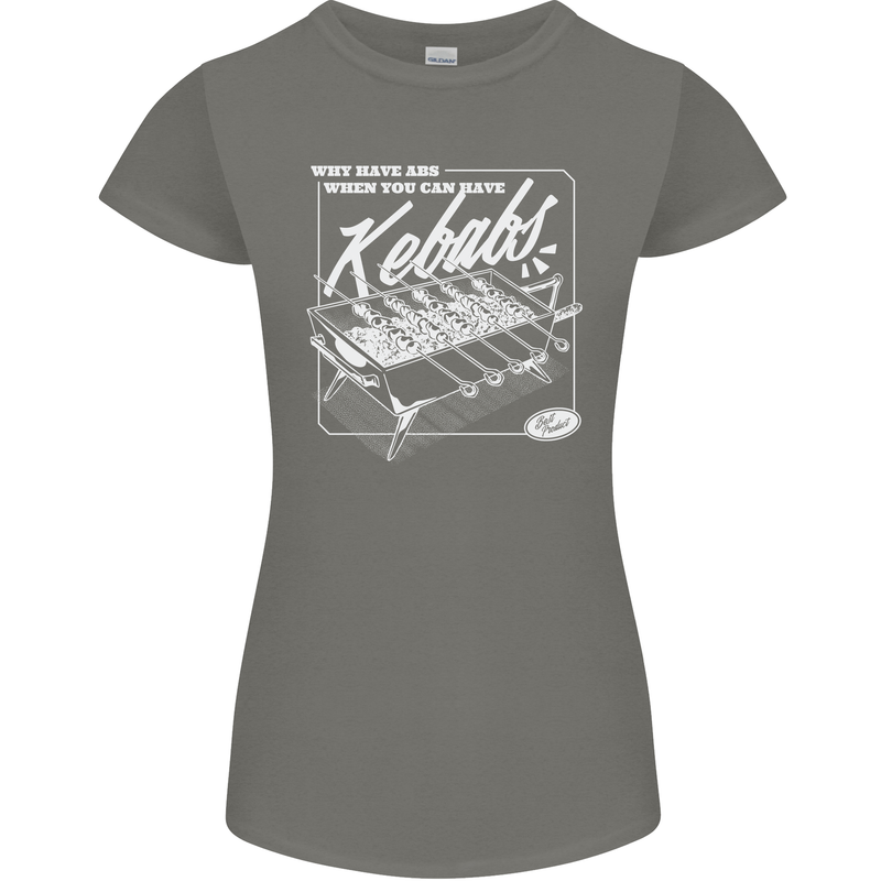 Funny Gym Overweight Fat Abs Kebabs Womens Petite Cut T-Shirt Charcoal