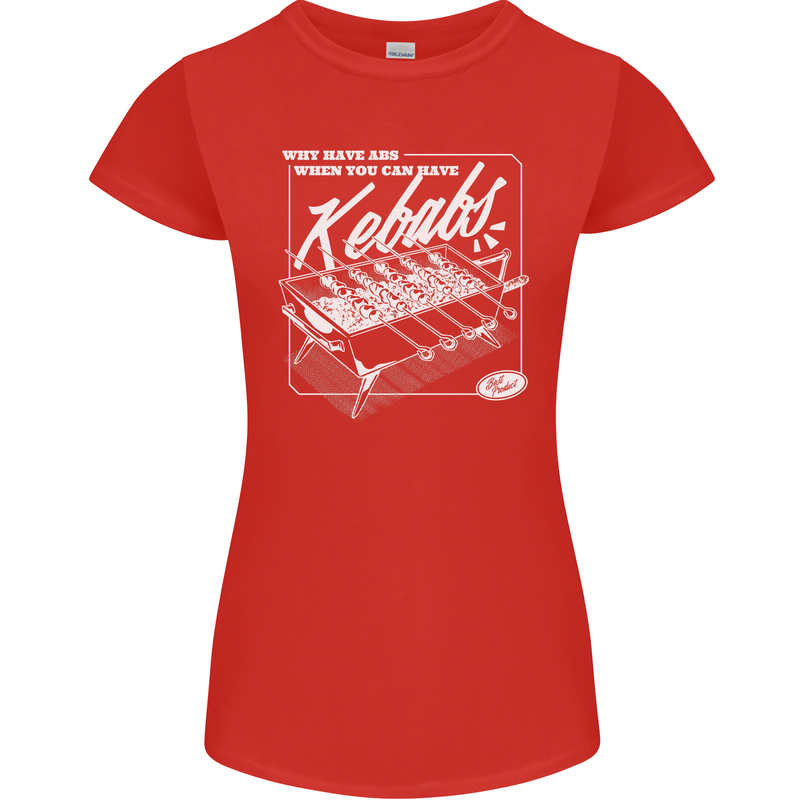 Funny Gym Overweight Fat Abs Kebabs Womens Petite Cut T-Shirt Red