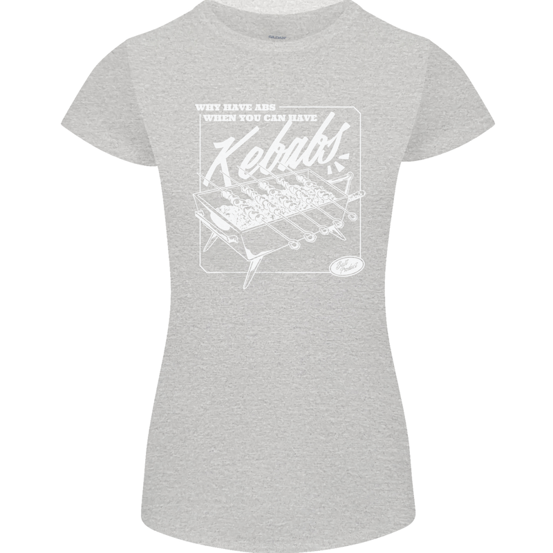 Funny Gym Overweight Fat Abs Kebabs Womens Petite Cut T-Shirt Sports Grey