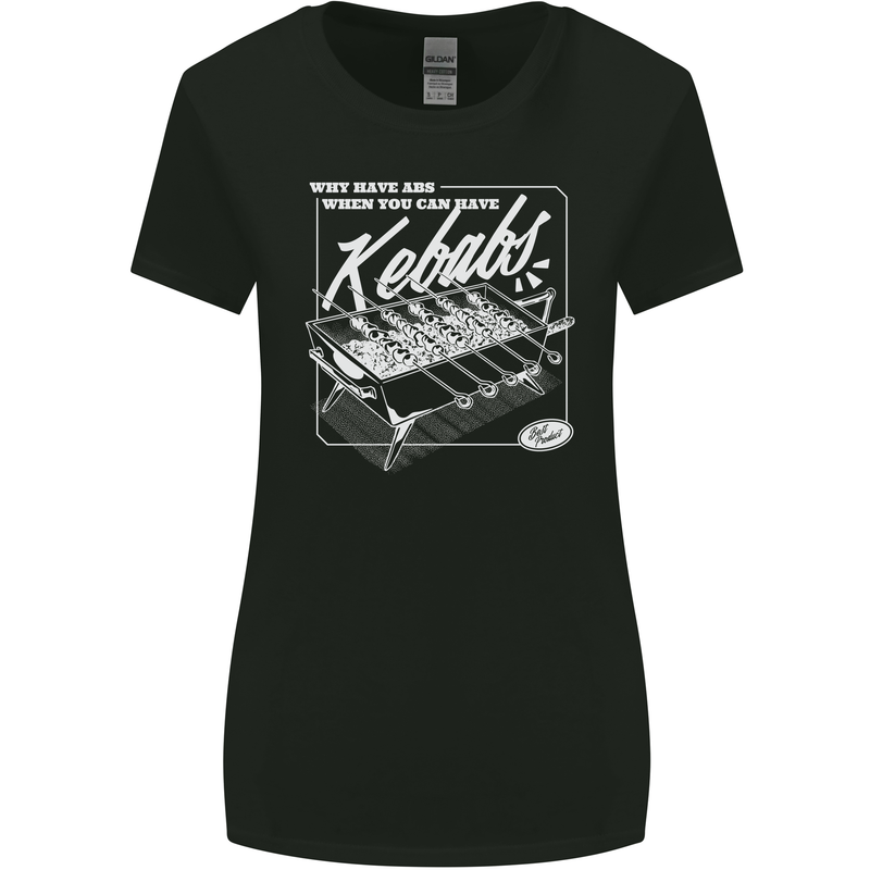 Funny Gym Overweight Fat Abs Kebabs Womens Wider Cut T-Shirt Black