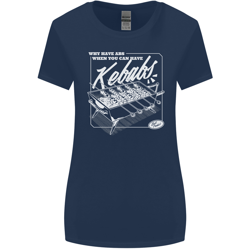 Funny Gym Overweight Fat Abs Kebabs Womens Wider Cut T-Shirt Navy Blue