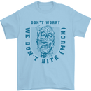 Funny Halloween Zombie We Dont Bite Much Mens T-Shirt 100% Cotton Light Blue