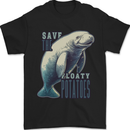 Funny Manatees Save the Floaty Potatoes Mens T-Shirt 100% Cotton Black