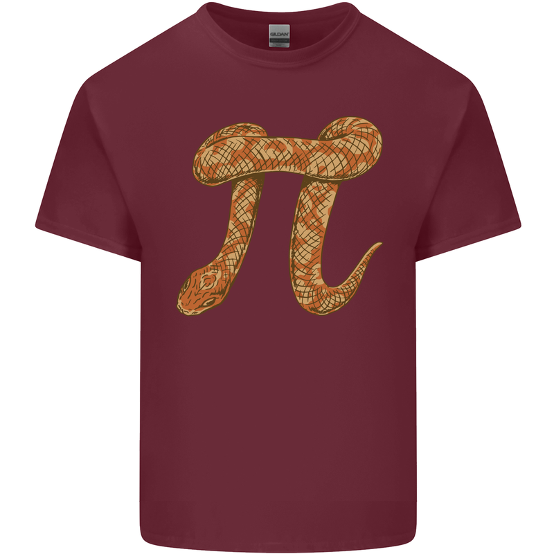Funny Maths Snake Pi Symbol Mens Cotton T-Shirt Tee Top Maroon