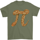 Funny Maths Snake Pi Symbol Mens T-Shirt 100% Cotton Military Green