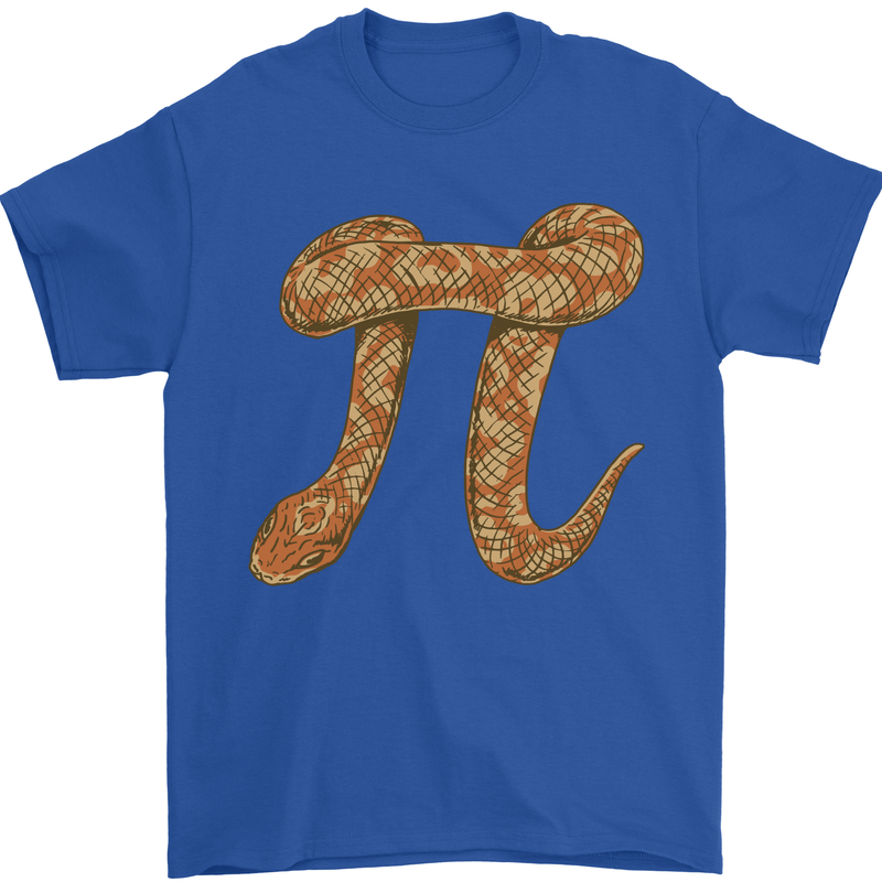 Funny Maths Snake Pi Symbol Mens T-Shirt 100% Cotton Royal Blue