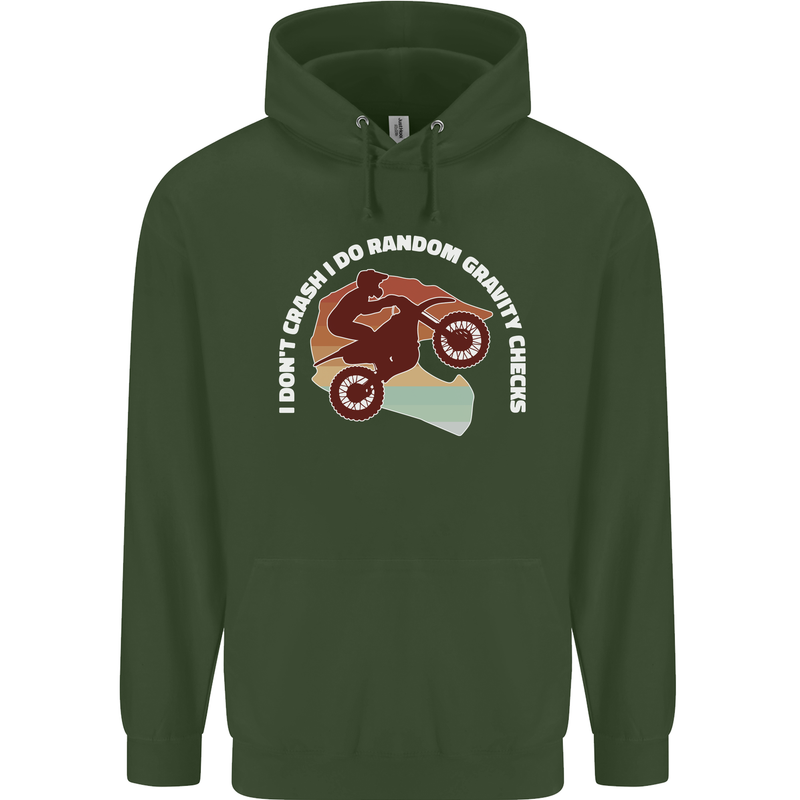 Funny Motocross Scrambling Dirt Bike Motorbike Childrens Kids Hoodie Forest Green