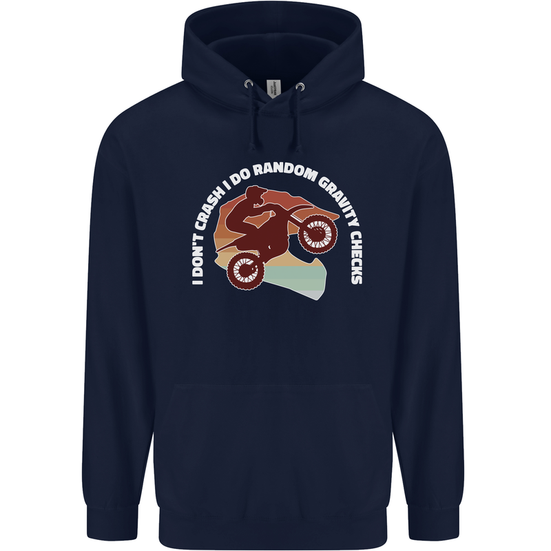 Funny Motocross Scrambling Dirt Bike Motorbike Childrens Kids Hoodie Navy Blue