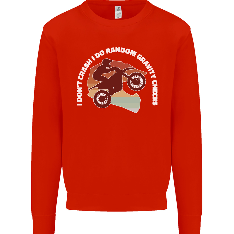 Funny Motocross Scrambling Dirt Bike Motorbike Kids Sweatshirt Jumper Bright Red