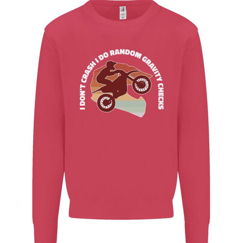 Funny Motocross Scrambling Dirt Bike Motorbike Kids Sweatshirt Jumper Heliconia