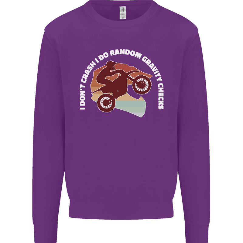 Funny Motocross Scrambling Dirt Bike Motorbike Kids Sweatshirt Jumper Purple