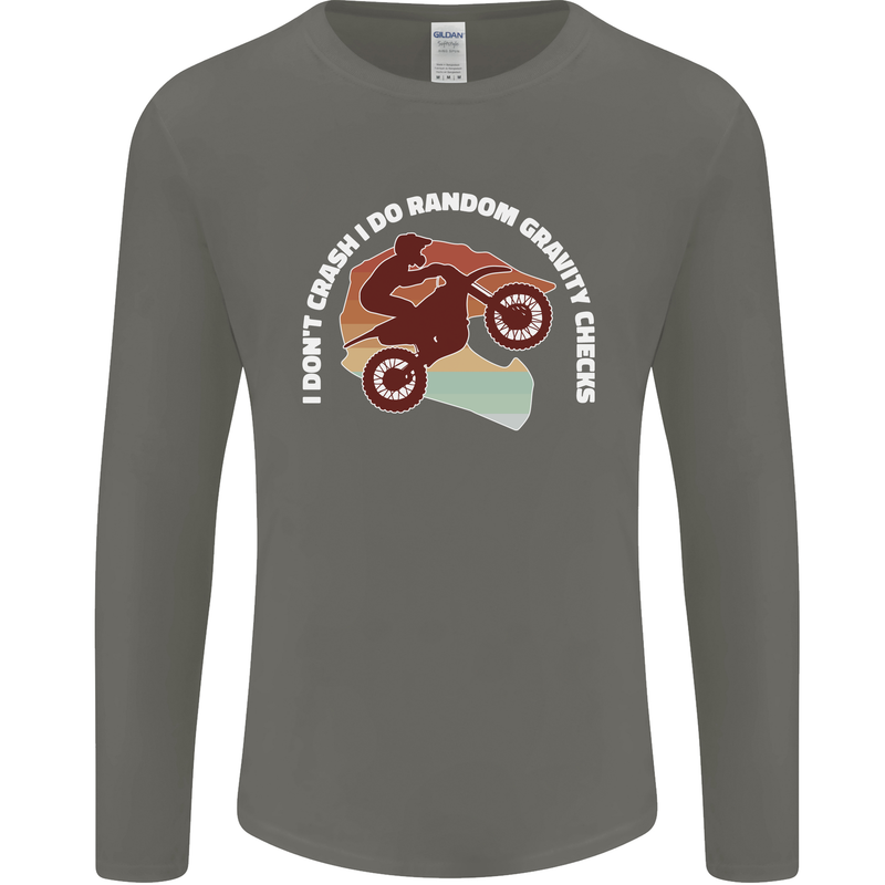 Funny Motocross Scrambling Dirt Bike Motorbike Mens Long Sleeve T-Shirt Charcoal