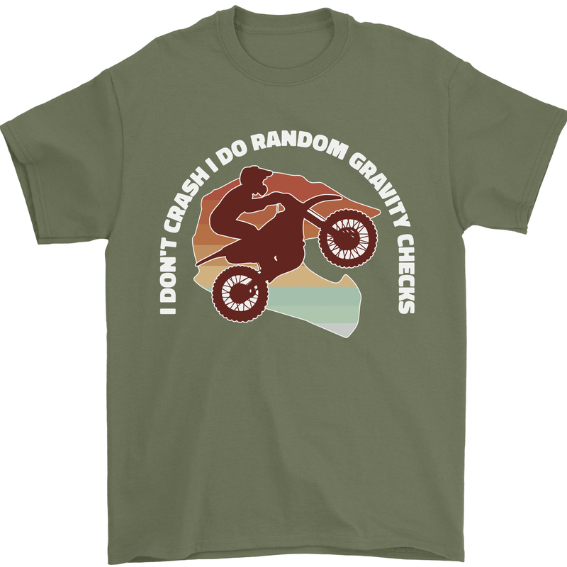 Funny Motocross Scrambling Dirt Bike Motorbike Mens T-Shirt 100% Cotton Military Green
