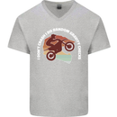 Funny Motocross Scrambling Dirt Bike Motorbike Mens V-Neck Cotton T-Shirt Sports Grey