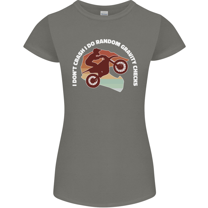 Funny Motocross Scrambling Dirt Bike Motorbike Womens Petite Cut T-Shirt Charcoal