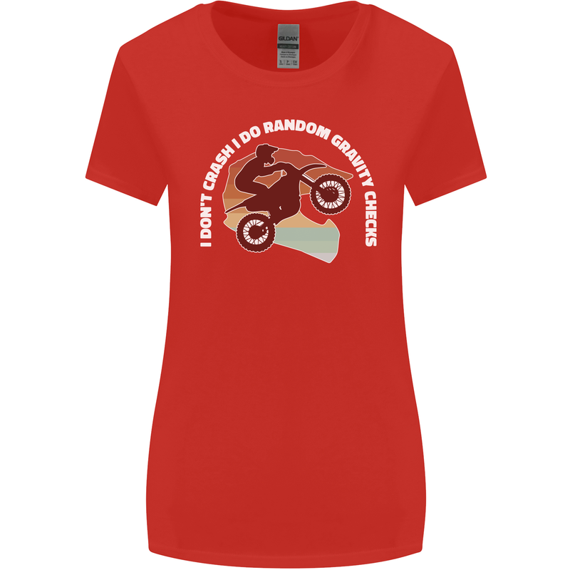 Funny Motocross Scrambling Dirt Bike Motorbike Womens Wider Cut T-Shirt Red