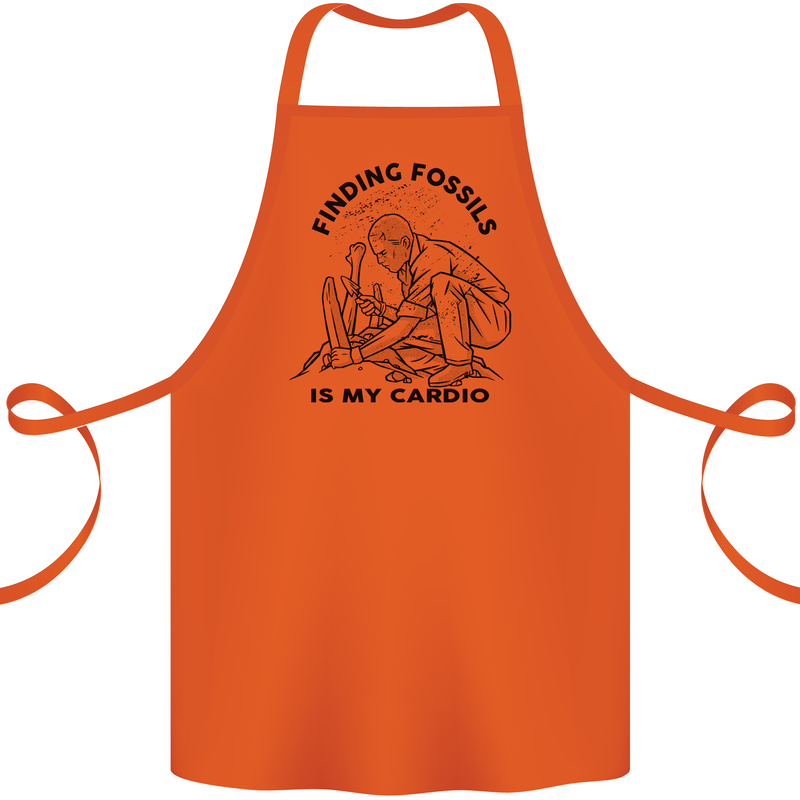 Funny Palaeontology Finding Fossils is My Cardio Cotton Apron 100% Organic Orange